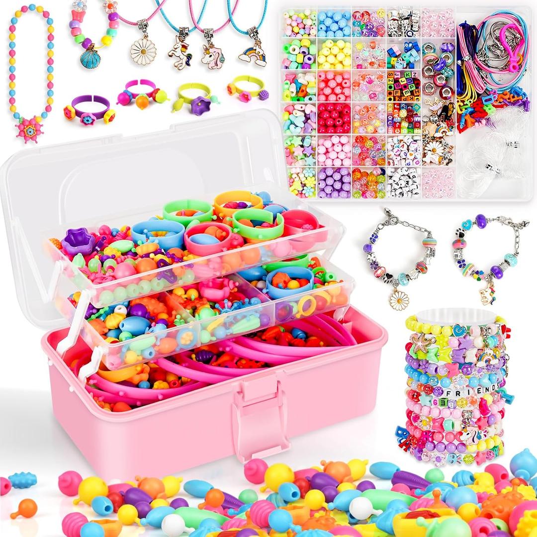FUNZBO 1600 Pcs Pop Beads with Bracelet Making Kit, Jewelry Making Kit, Arts and Crafts Necklace Bracelet Ring Snap Set, Birthday Valentines Day Gifts (XX-Large)