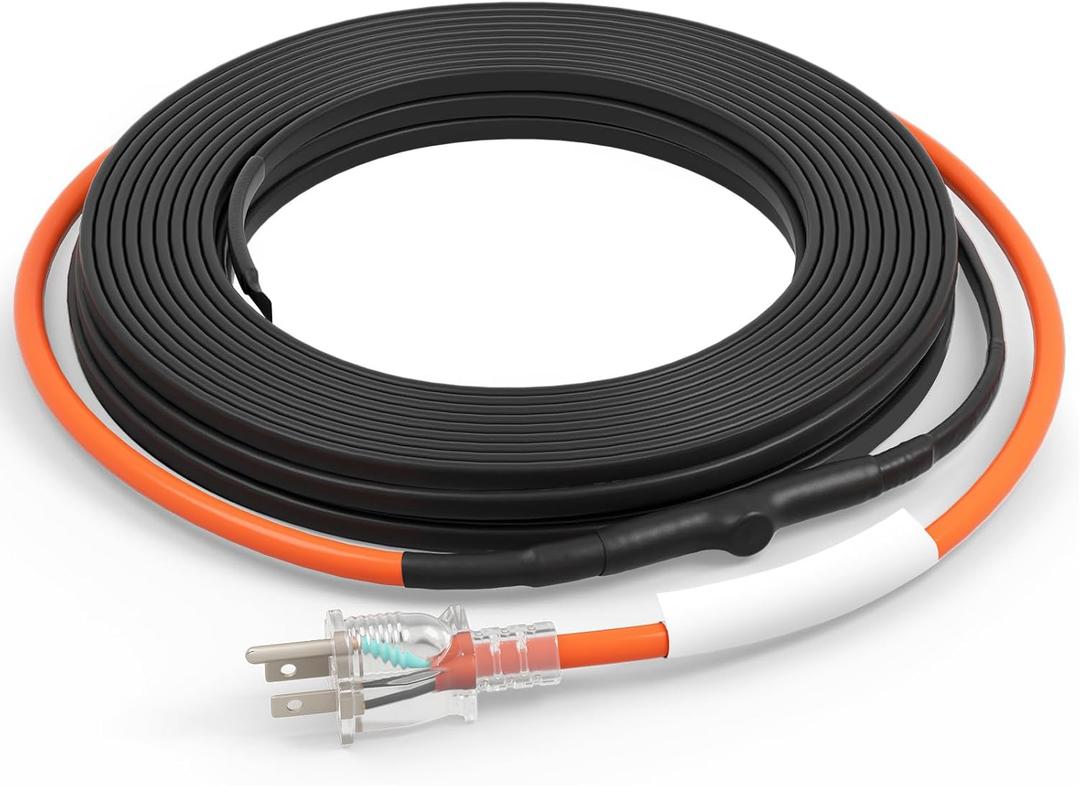 VEVOR Self-Regulating Pipe Heating Cable, 40FT 5W/FT Heat Tape for Pipes Freeze Protection, Water Pipe Heat Cable with Built-in Thermostat Protects PVC Hose, Metal and Plastic Pipe from Freezing