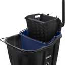 Carlisle FoodService Products Omnifit Mop Bucket with Side Press Wringer and Soiled Water Insert for Floor Cleaning, Kitchens, Restaurants, And Janitorial Use, Polypropylene (Pp), 35 Quarts, Black