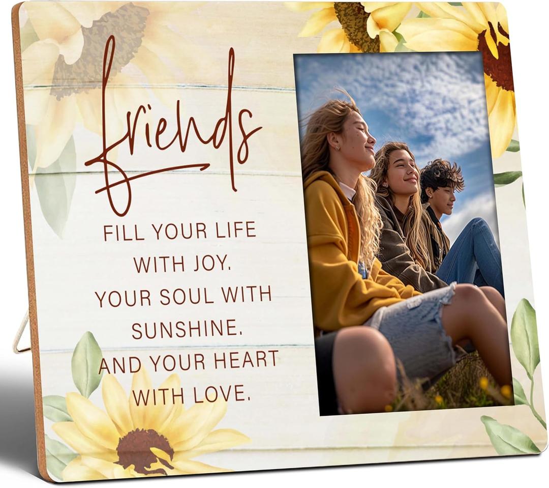 Best Friend Picture Frame 4"x6" - Friends Fill Your Life With Joy - Gifts for Friend, Besties, BFF, Long Distance Friends Gifts, Wall Mount & Table Top.(080)