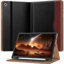 OKP Case for Samsug Galaxy Tab A11+ / A9+ Plus 11 inch 2026/2024 (SM-X230/X236/X238/X210/X216/X218), PU Leather Folio Cover with Multi-Angle Stand, Auto Wake/Sleep for 11" Tablet (Black+Brown)