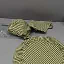 6 Pcs Round Green Placemats with Ruffle 15 Inch Cotton Striped Placemats Easter St Patricks Spring Wedding Boho Decorative Table Mats for Holiday Party Favors Table Decorations