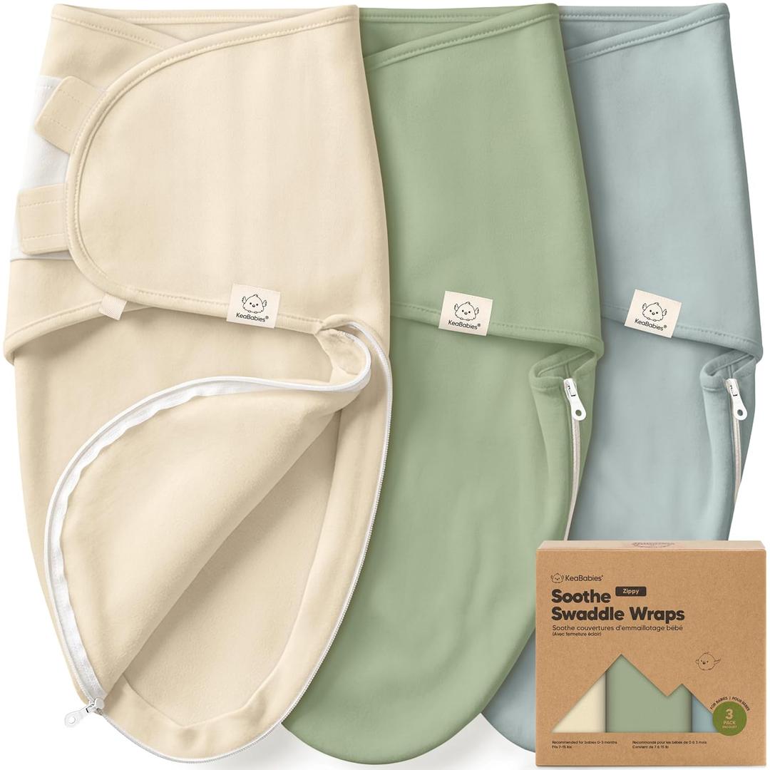 Baby Swaddle Sleep Sacks with Zipper - 3-Pack Swaddles for Newborns 0-3 Months, Infant, Baby Girls, Boys, Soft & Durable Newborn Sleep Sack, Easy Diaper Change Swaddling Blanket (Slate, OS)