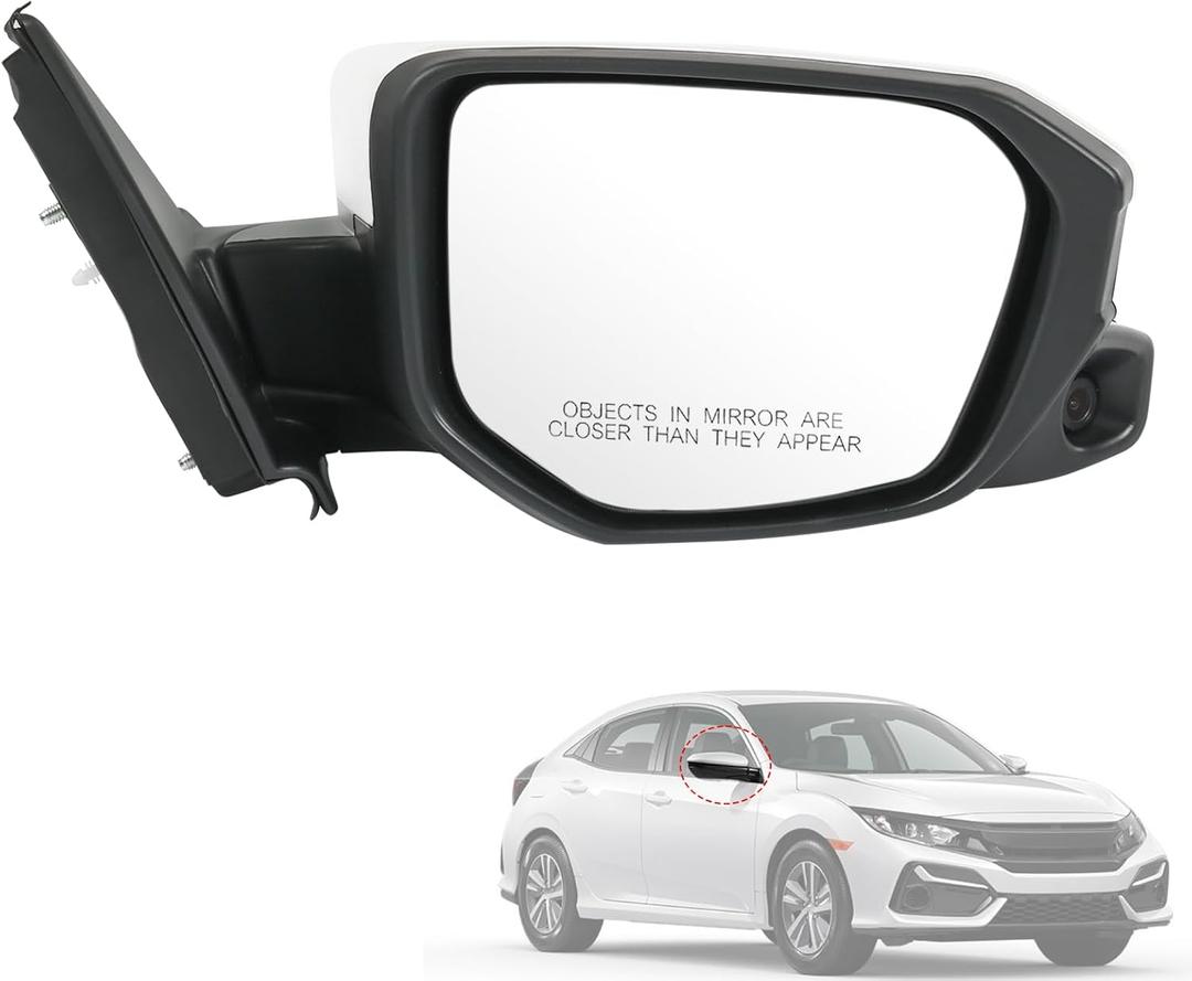 Door Mirror Right Passenger Side Replacement For Honda Civic 2016-2021, Replace HO1321284 White 11Pins