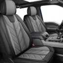 Truck Seat Covers Compatible with Ford F-150 2009-2025 XL XLT Lariat King Ranch Platinum Tremor Pickup Faux Leather Cushion Protector Fit Ford F150 Crew Cab(Black+Gray, Front Seat)
