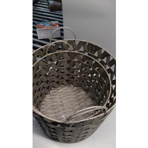 2 Baskets with Handles,Sizes 14"W x 13"L, 12"W x 11"L