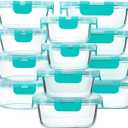 24-Piece Glass Food Storage Containers with Locking Lids,Glass Meal Prep Containers Set - Airtight Lunch Containers, Microwave, Oven, Freezer and Dishwasher,Green