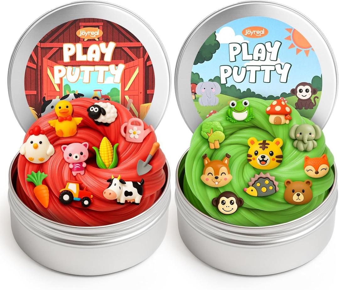 2 Pack Therapy Putty for Kids Farm & Forest Theme Sensory Putty with Medium and Soft Resistance, Occupational Therapy Putty for Hand Exercises, Fine Motor Skills, Autism Sensory Play