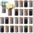 Rustic Vase for Table Centerpieces 4.33 Inch Small Petite Flower Vase with Twine Bow Vintage Farmhouse Decor for Wedding Reception Dining, Home Galvanized Metal Buckets(Black, Brown, Gray,24 Pcs)