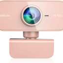 Webcam for pc with Microphone, Full Hd 1080P Pink Streaming Web Cam with Mic for Mac Laptop, Small Computer Camera for Desktop, Cheap Face Cam for Video Conference, Zoom, Microsoft Teams Meet
