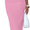 BORIFLORS Women's Sexy Bodycon V Neck Spaghetti Strap Maxi Dress Elegant Backless Cocktail Evening Party Long Formal Dresses (Pink) XS