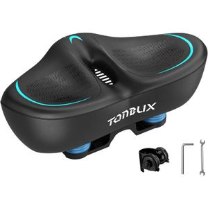 TONBUX Wide Bike Seat for for Men & Women, 6cm Padding Comfortable Peloton Bike Seat Cushion, Large Bicycle Seat for Peloton Bikes, Stationary Bikes, Ebike (Extra Large-Noseless)