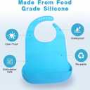 4 pieces adult bib Large silicone adult bibs with crumb catcher, adjustable waterproof clothes protector, Bibs for Elderly Women and Men, Senior Feeding Bibs - Unisex