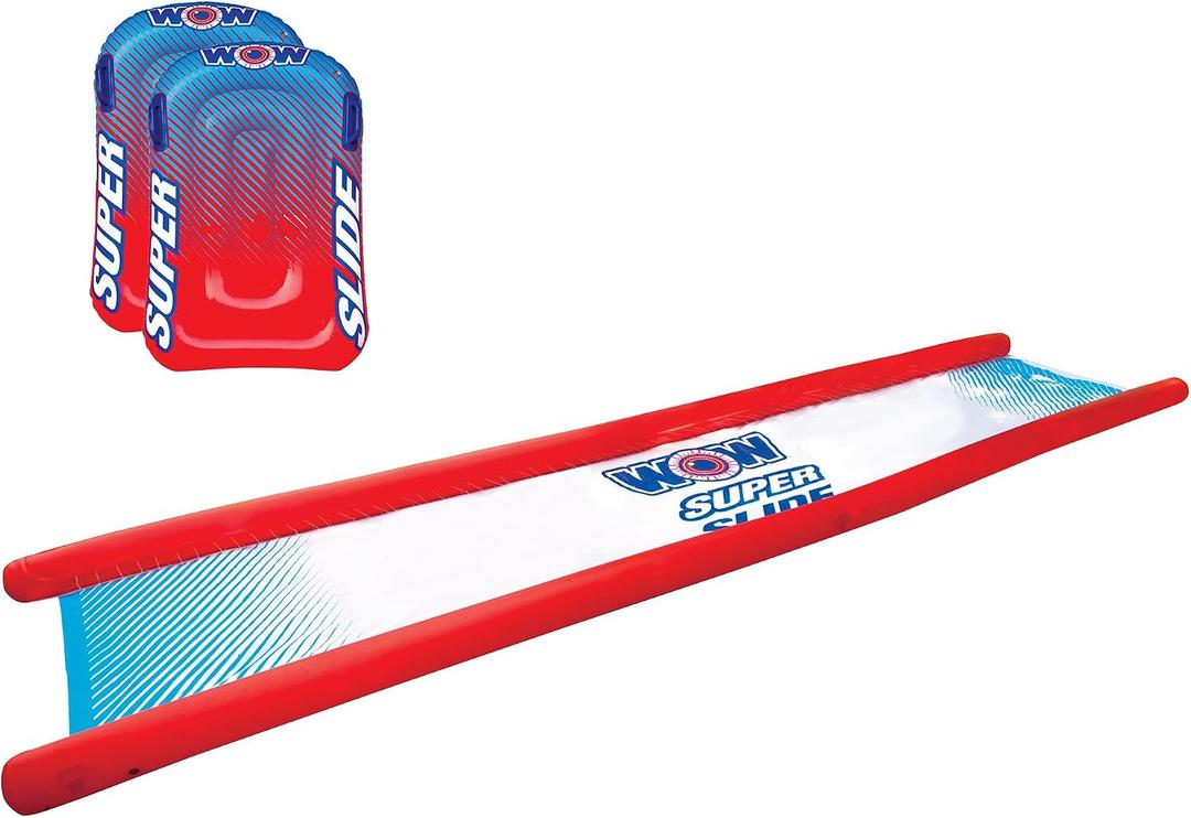 Wow Sports Super Inflatable Lawn Water Slide - 25 ft - Zigzag Sprinklers - Includes 2 Sleds - Kids & Adults