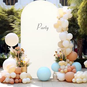 Ivory Arch Covers, 6FT Spandex Fitted Wedding Arch Stand Round Top Chiara Backdrop for Birthday Party Ceremony Banquet Decoration (6 FT)