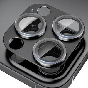 beuxece Compatible for iPhone 16 Pro/iPhone 16 Pro Max Camera Lens Protector, Matte Metal Camera Cover with HD Tempered Glass Rear Lens Screen Protector [Strong Adsorption]-Titanium Black