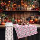 LUKIPOM309 Pink Chinoiserie Christmas Tree Kitchen Towels Set of 4, Coquette Pink Bow Grandmillennial Xmas Dish Tea Towels for Kitchen, Preppy Girly Christmas Hand Towel for Bathroom, 16x24 Inch