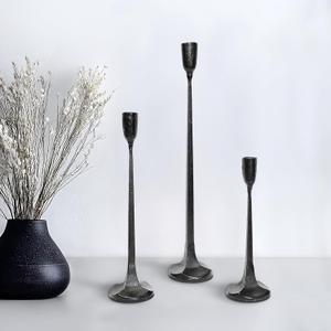 Iron Taper Black Candle Holder Set of 3, Heavy Duty Tall Taper Candle Stand, Table Centerpiece Candlestick Holder Set for Home Decoration, Wedding, Dining Table
