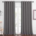 NICETOWN Blackout Gray Curtain 102 inch Length, Grommet Extra Long Thermal Curtain Room Darkening Sound Reducing Window Drape for Sliding Glass Door/Living Room (W66 x L102, 1 Panel) (Grey)