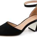 BCTEX COLL Womens Pointed Toe Pumps Shoes Ankle Strap Chunky Low Heels Metal Lined Sandals Designed for Women 7