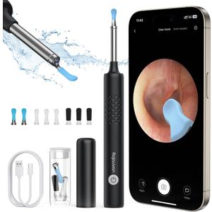 Ear Wax Removal, Ear Cleaner with Camera, Wireless Intelligent Visual Ear Picker, Earwax Removal Tool, 1080P HD Otoscope with 6 LED Lights, Ear Cleaner for iOS & Android (Black)