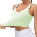 THE GYM PEOPLE Womens' Sports Bra Longline Wirefree Padded with Medium Support (Green, S)