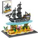 Pirates Ship Model Building Blocks Kits,Classic Mini Micro Blocks Building Set,4059PCS+,MOC Black Pearl Sailboat with TreasureCollectible Display Model, Great Gift for Adults/Teens