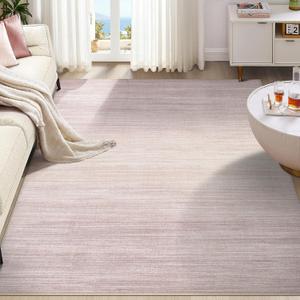 UERMEI 10x14 Washable Area Rug - Neutral Modern Abstract Living Room Rugs, Non-Slip Soft Large Indoor Floor Carpet for Bedroom Home Office & Under Dining Table Decor, Soft Pink