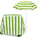 Kids Water Table Umbrella and Cover, Heavy-Duty 600D Waterproof Anti-UV Dustproof Water Table Cover with Umbrella, Compatible with Step2 Rain Showers Splash Pond Water Table, Green