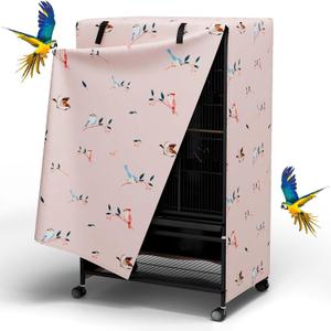 Tchvt Nighttime Bird Cage Covers with Zipper Panel Blackout Birdcage for Winter Universal Breathable Large Good Night Enclosure for Bird (Bird Designs, 38x24x48 inch)