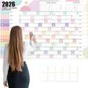 55 x 37in 2026 Large Wall Calendar Pastel 12 Month Annual Yearly Wall Planner Wet Dry Erase Laminated Big Personalized Planner for Office Home School Classroom Planning Organizing, Horizontal