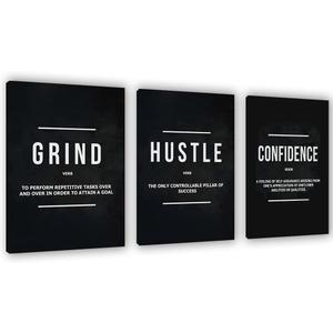 Yetaryy Motivational Poster Inspirational Wall Art 3 Pieces Canvas Painting Lion Artwork for Living Room Office Modern Home Decor Prints Pictures Wall Decor Framed Ready to Hang [48''Wx 24''H]