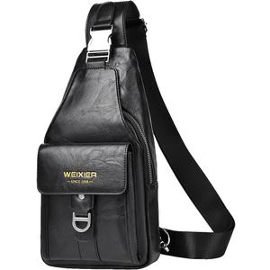 PU Leather Sling Bag for Men - Waterproof, Lightweight, Crossbody Chest Bag for Hiking & Cycling
