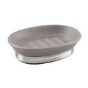 iDesign Ceramic Soap Dish for Bathroom Sink - Matte Gray/Brushed