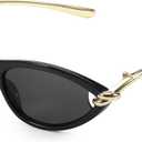 Trendy Cat Eye Women's Sunglasses with Gold Accents, Vintage Cateye Sun Glasses for Daily & Vacation Wear (A01- Black/Grey)