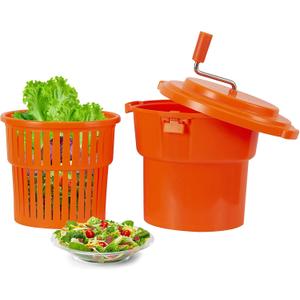 Commercial Salad Spinner 2.5 Gal / 10 Qt Heavy Duty Manual Lettuce Dryer with Stainless Steel Shaft, Large Capacity Vegetable Dryer Basket with Brake & Drain System for Restaurant Kitchen & Food Prep
