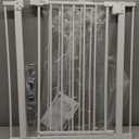 keny 29"-42.5" Baby Gate for Stairs, Auto Close Safety Dog Gate, Pressure Mounted Easy Walk Through Pet Gate for Doorways, Durable Stair Gate, 30" Tall, White