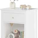 Nightstand with Drawer, 26.77''H Wooden Nightstands with Drawer & Open Storage Shelf, White Wooden Bedside Table End Table for Bedroom & Small Spaces, End Table/Bedside Table for Kids Adults