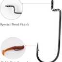 50PCS Fishing Offset Worm Hooks Round Bend Offset Worm Hooks Wide Gap Hooks with Barbed Shank 2# 6# 1/0-5/0