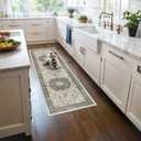 Hallway 2x5 Washable Runner Rug: Oriental Stain Resistant Kitchen Entryway Rugs Farmhouse Ultra Soft Bathroom Bedroom Print Floor Mat Thin Non Slip Indoor Carpet for Living Room Laudry(2X5, Grey)