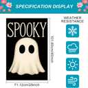 Spooky Ghost Halloween House Flag 28 x 40 Inch Double Sided Decorative Fall Holiday Garden Flags Banner for Outdoor Porch Yard Decor Seasonal House Flags and Home Decorative Display