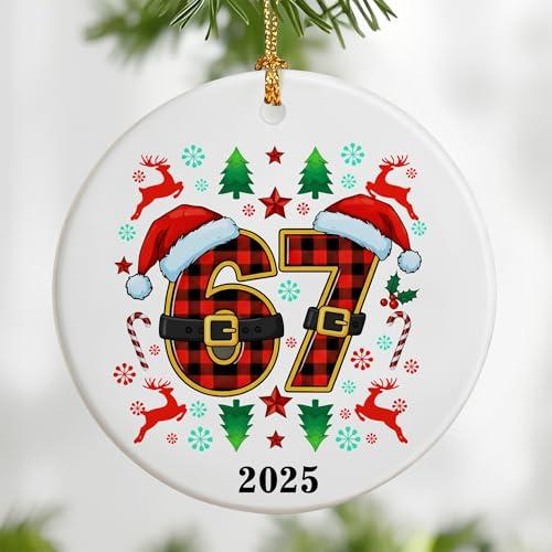 6 7 Christmas Ornament 2025, Funny 67 Meme Ornament, Funny Christmas Ornaments 2025, 6 7 Ornaments for Christmas Tree, 67 Gift, Stocking Stuffers for Teens Pack of 2