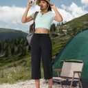 Women's Capri Pants Wide Leg Quick Dry Hiking Capris Water Resistant UPF50 Lightweight Loose Travel Black M (Black, M)