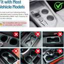 Car Tray Table & Car Desk for Laptop with 2 Risers and Anti-Slip Pad, 360 Rotating Cup Holder for Working and Eating Compatible with Tesla Model 3/Y/S, Ford F150/Explorer/Maverick & Most Vehicles/EV