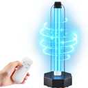 Qualirey 60W UV Light Sanitizer Whole Room, UVC Disinfection Lamp with 3 Speed Timing and Remote Control, 99.99% Sanitization Rate Portable UVC Cleaner Sanitization Device for Home, Baby Room, Office
