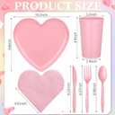 SiliFine 60 Pcs Valentines Day Party Supplies Bulk Serves 10 Plastic Dinnerware Set Disposable Plates Napkins Cups Spoons Forks Knives for Valentine's Party Decorations (Pink)