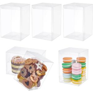 BENECREAT 10pcs Clear Favor Box 4x4x6 Inches Plastic Gift Packing Box for Candy Choclate and Dessert, Baby Shower Party Treats, Valentine Festival Gift Packaging