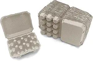 Henlay Quail Egg Cartons - Recycled Cardboard Paper Pulp 3x4 Square Style - Holds One Dozen Eggs (30)