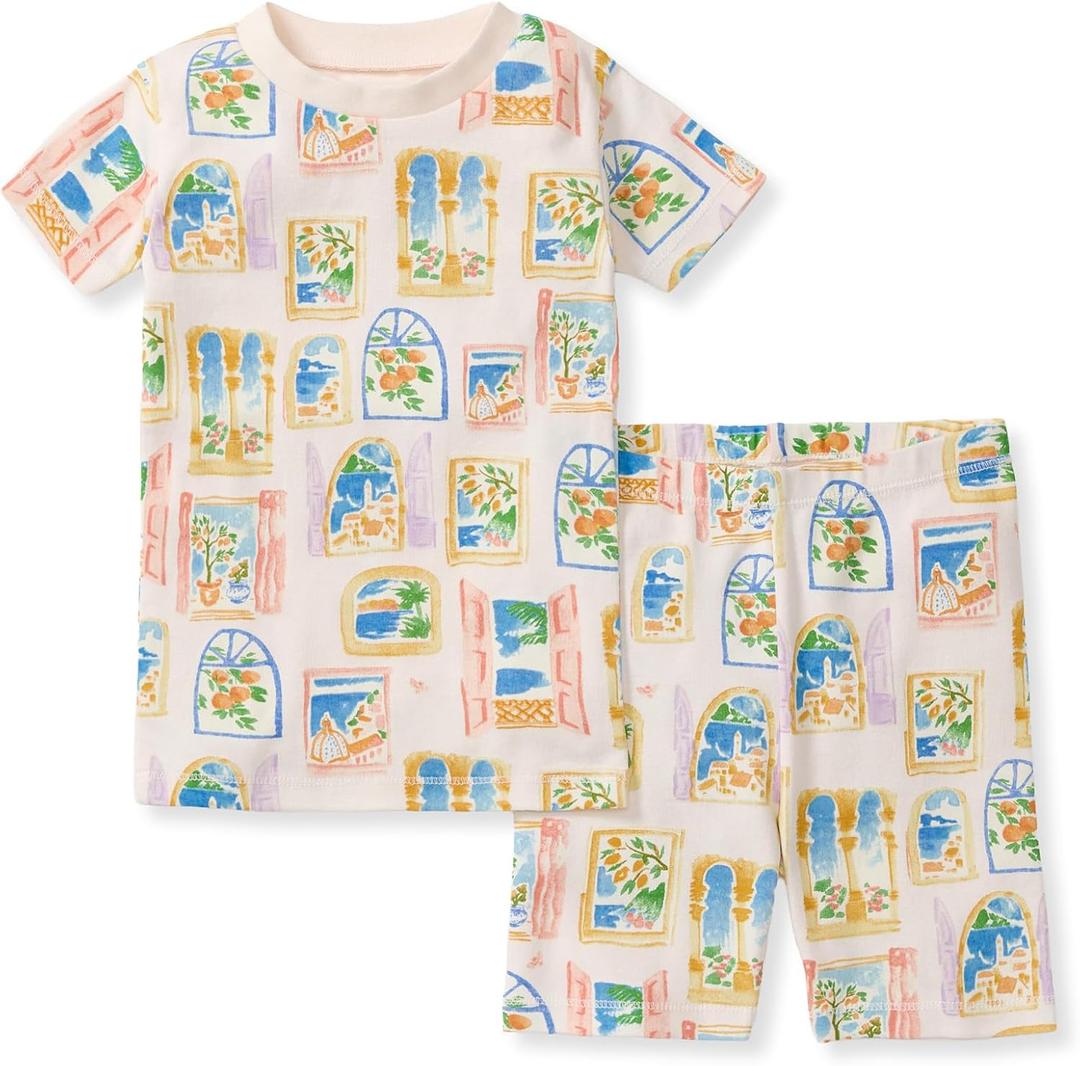 Burt's Bees Baby Baby Girls' Pajamas, Short Sleeve Tee and Shorts 2-piece Pj Set, 100% Organic Cotton