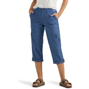 Lee womens Ultra Lux Comfort With Flex-to-go Cargo Capri Pant (14, Chambray)